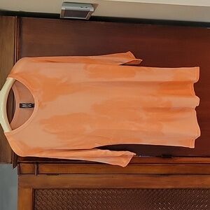 Marla Wynne | Peach Floral Print 100% Viscose Tunic Top 3/4 sleeve - size S